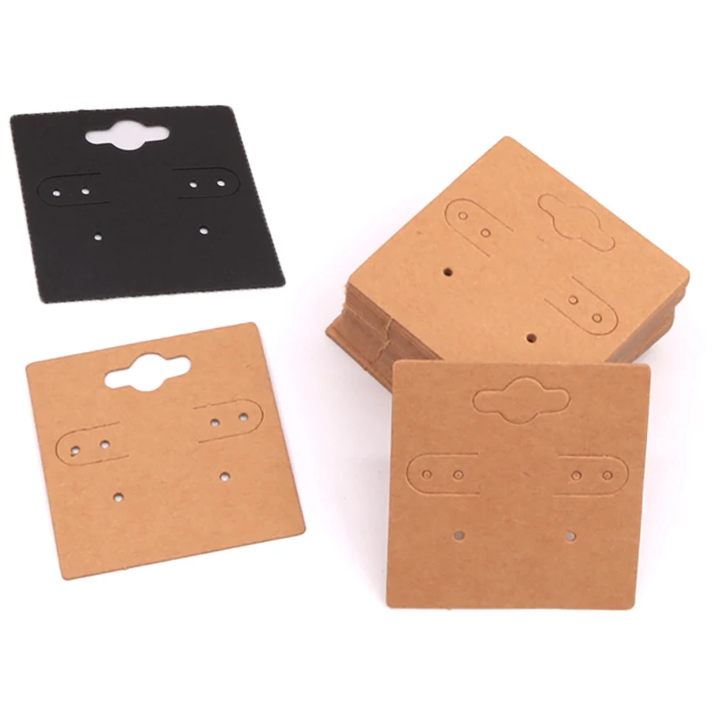 Top Trends: 50pcs / lot 5x5cm Solid Kraft Paper Card Packing For Handmade Jewelry Display Necklace Bracelets Earring Holder Label Price Tags Shoppable Styles