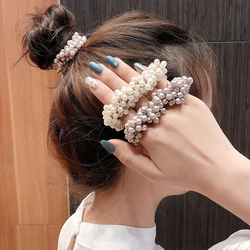 Top Trends: Women Pearl Stylish Hair Band Girl Scrunchies High Elastic Hair Cord Headband Rubber Band Ponytail Headband Hair Accessories Shoppable Styles