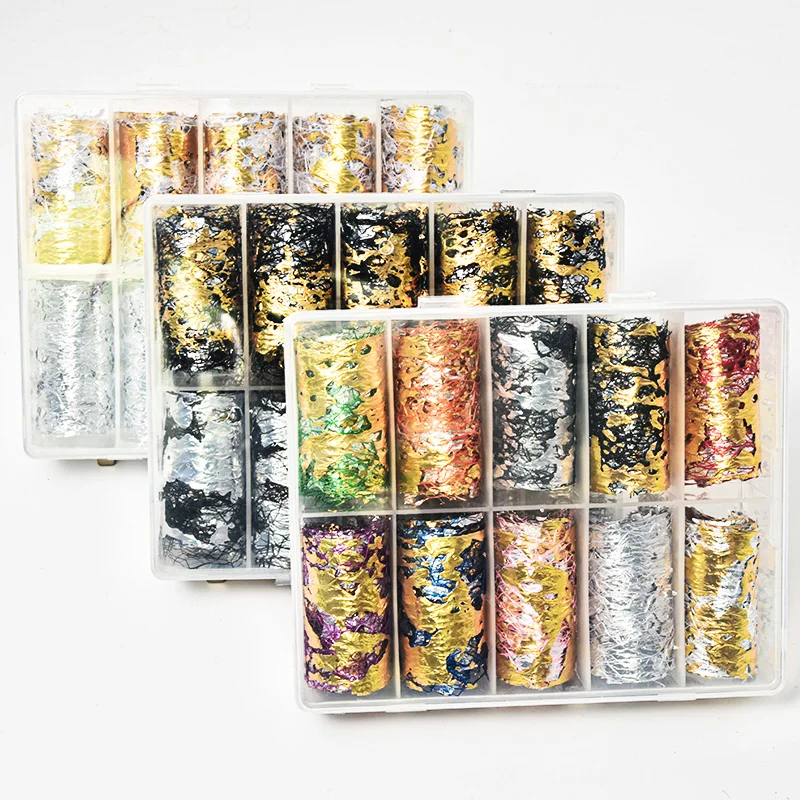 Top Trends: 10 Roll Aluminum Mesh Nail Stickers Glitter Line Silk Foil Transfer Accessories Nail Art Decal 3D Sally Net Line Holo Silk Foil Shoppable Styles