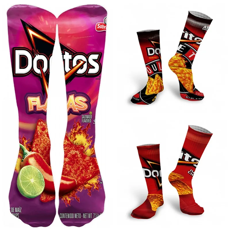 Top Trends: Creativity Long Socks Female Art 3D Printed Potato Chips Tomato Barbecue High Socks Men Women Harajuku Neutral Funny Socks Shoppable Styles