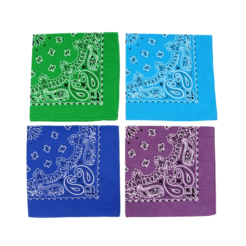 Top Trends: Hip-hop Men Bandana Scarf Printed Paisley In Blue Green Purple Color Cotton Headband Handkerchiefs Shoppable Styles