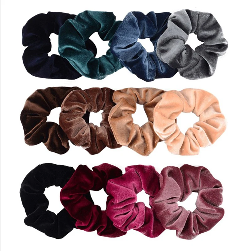 Top Trends: 4PCS / Set Korea Velvet Scrunchie Rubber Elastic Hair Bands Solid Women Girls Headband Ponytail Holder Ties Rope Hair Accessories Shoppable Styles