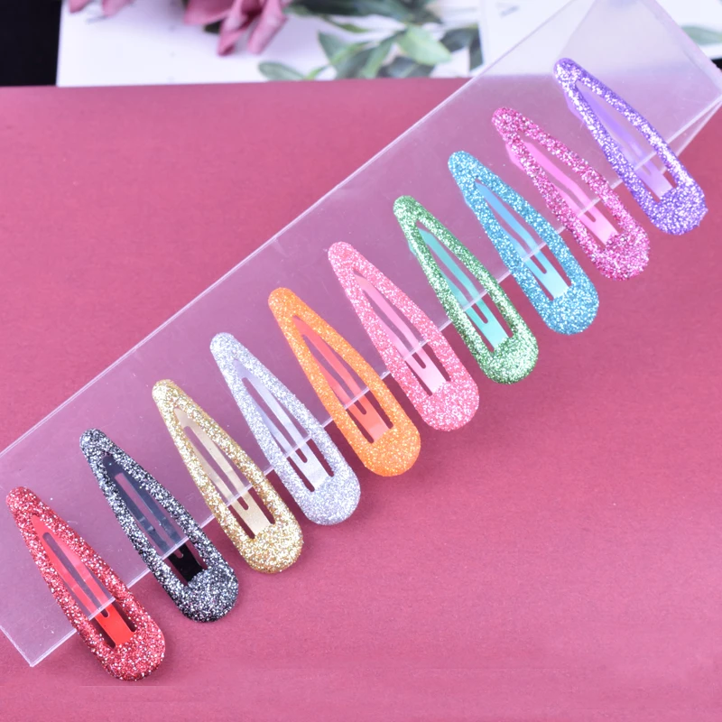 Top Trends: 10pcs / lot Fashion Hair Clips Snap Glitter Hairpins Women Hair Barrette Metal Claw Clip Cute Kids Hairgrip Girls Hair Accessories Shoppable Styles