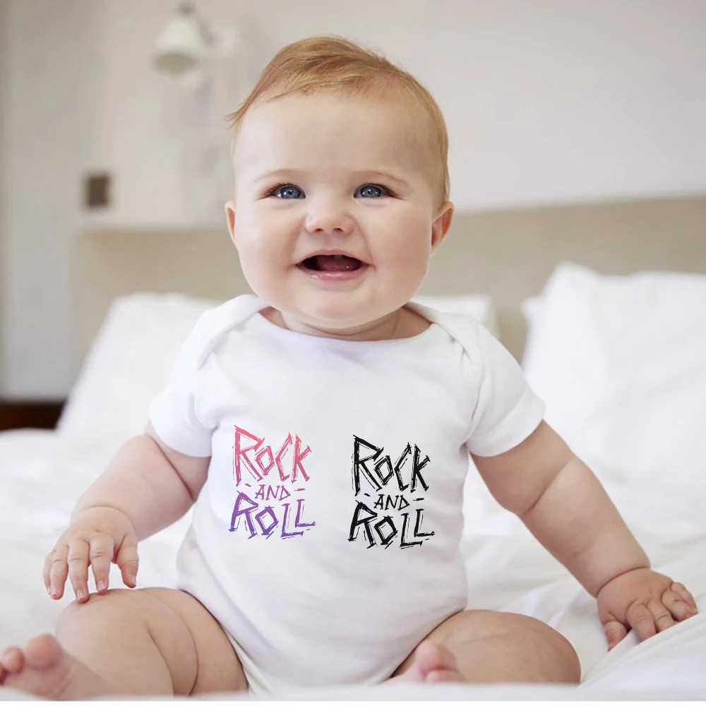 Top Trends: Baby Rock And Roll Bodysuits Funny Fashion Trend Toddler Boy Jumpsuits 0-24 Month Newborn Onesies Clothes Summer Ropa De Bebe Shoppable Styles