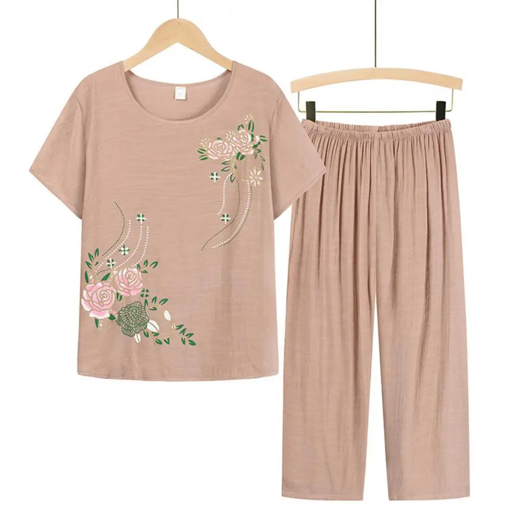 Top Trends: Women / Middle-aged Suits Summer Pant Two Pieces Set Women Short Sleeve Elegant Floral Print Plus SizeT-shirt Loose Pants Outfit Shoppable Styles