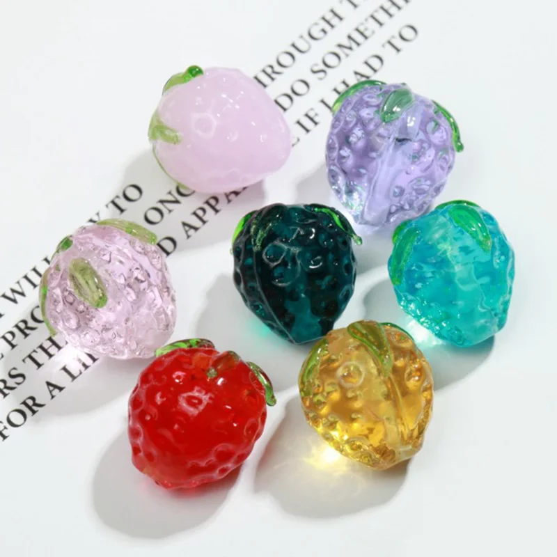 Top Trends: 5pcs Strawberry Shape 15x13mm Handmade Lampwork Glass Loose Beads For Jewelry Making DIY Crafts Findings Shoppable Styles