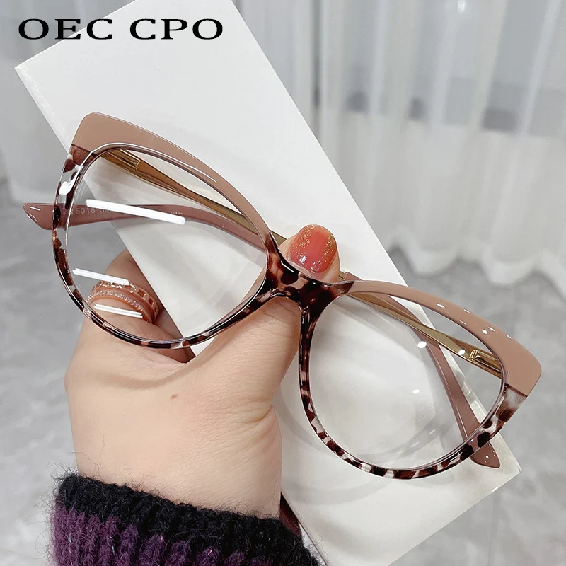 Top Trends: OEC CPO Fashion Cat Eye Optical Glasses Frames Women Vintage Clear Lens Optical Eyeglasses Frame Prescription Spectacle Frames Shoppable Styles