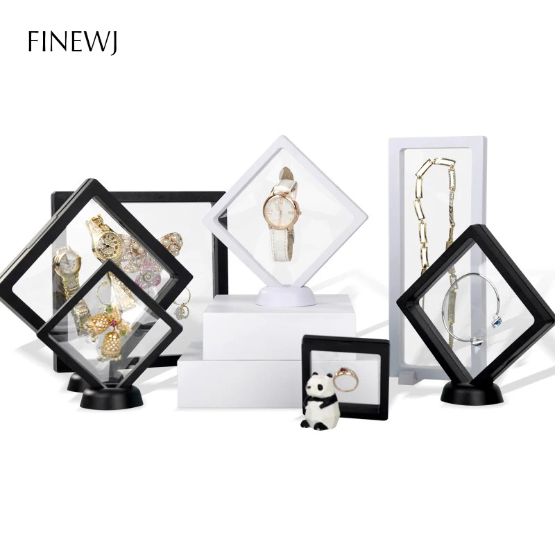 Top Trends: PE Film Jewelry Storage Box 3D Packaging Case Gemstone Free Stand Floating Frame Membrane Ring Earrings Necklace Display Holder Shoppable Styles