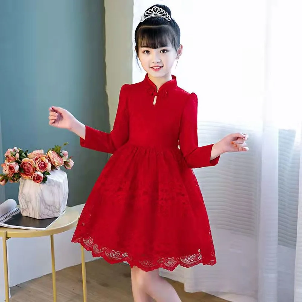 Top Trends: Chinese Flower Girl Dress For Wedding Girls Cheongsam Dress Chinese Hafu Kids Dresses Baby Traditional Garments New Year Dress Shoppable Styles - Image 3