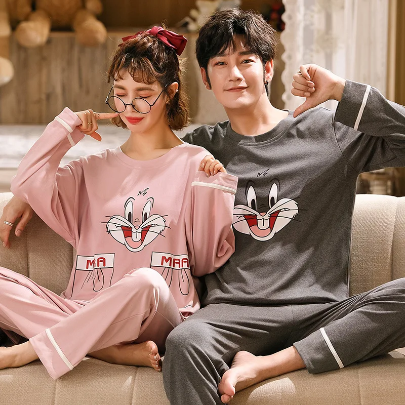 Top Trends: Foply Couple Pajamas Set 100% Cotton Homewear Fresh Style Long Sleeve Sleepwear New Autumn Pj Set For Lover Pijamas Mujer Suit Shoppable Styles