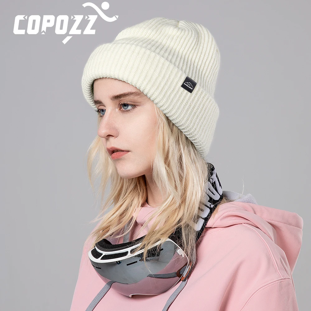 Top Trends: 2023 New Winter Windproof Ski Knitted Cap Unisex Solid Color Wool Warm Thick Casual Hedging Cap Ski Beanies Hats For Men Women Shoppable Styles