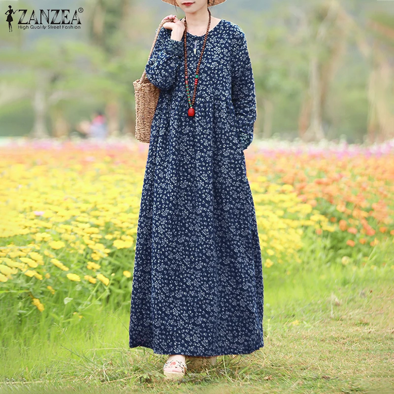 Top Trends: Fashion Floral Dress Women's Spring Sundress 2023 ZANZEA Casual Long Sleeve Maxi Vestidos Female Hollow Printed Robe Shoppable Styles