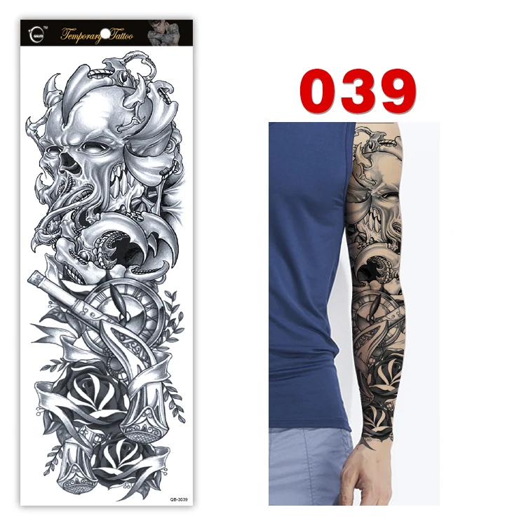 Top Trends: Large Arm Sleeve Tattoo Clock Rose Cross Dragon Waterproof Temporary Tatto Sticker Poker Snake Body Art Fake Tattoo Women Men Shoppable Styles - Image 4