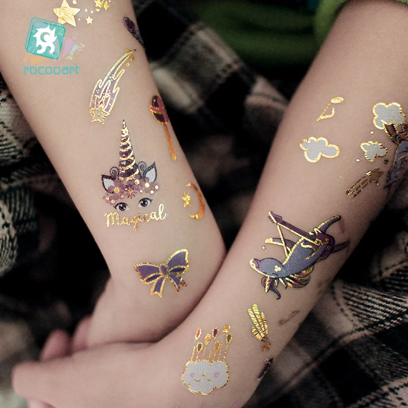 Top Trends: Rocooart Unicorn Tattoo Face Temporary Tattoo Child Tattoo Sticker Body Tatoo For Kids Cute Tattoo Children Tattoos Fake Taty Shoppable Styles