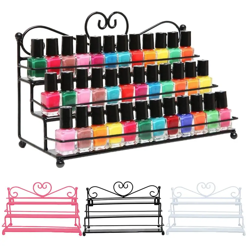 Top Trends: HOT SALES 3 Layer Heart Nail Polish Shelf Cosmetic Display Stand Holder Rack Organizer Nail Art Display Rack Cosmetic Storage Shoppable Styles