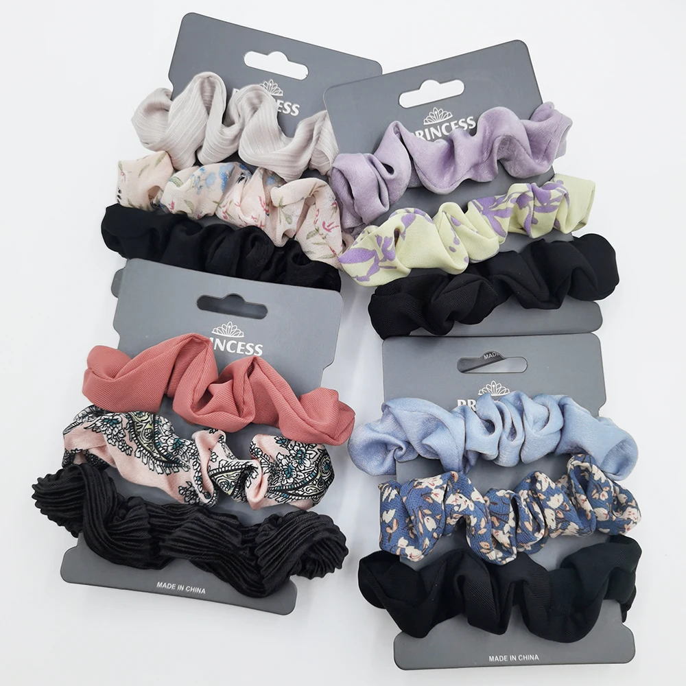 Top Trends: New 3PCS Silk Chiffon Print Hair Scrunchies Elastic Rubber Hair Bands Girls Women Ponytail Holder Hair Rope Ties Accessories Set Shoppable Styles - Image 3