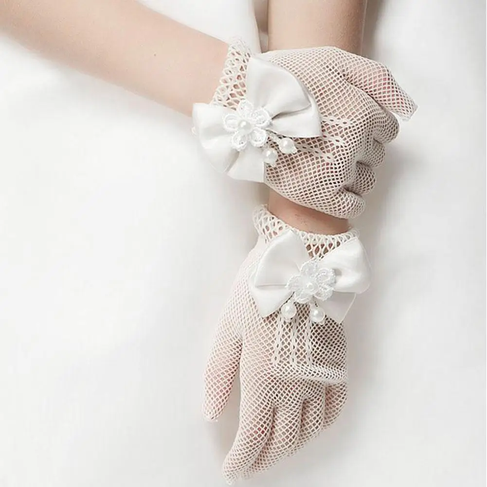 Top Trends: Kids Cream Lace Fishnet Gloves Communion Party Flower Etiquette Gloves Girls Princess Flower Gloves Party Accessories Shoppable Styles