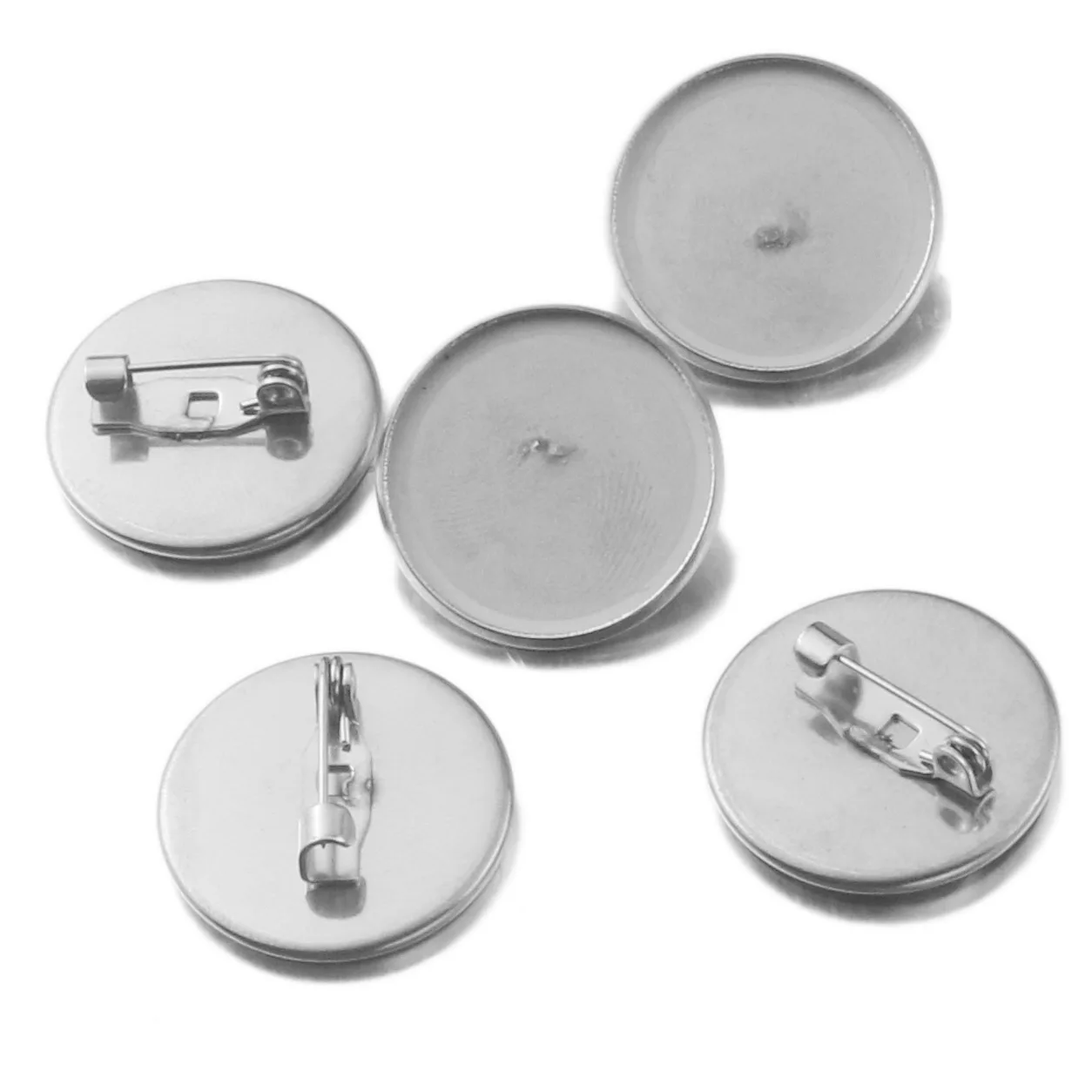 Top Trends: 10pcs / set 14 / 16 / 18 / 20 / 25 / 30mm Stainless Steel Brooch Base Pin Disk Base Pad Bezel Blank Cabochon Trays Backs For Jewelry Making Shoppable Styles