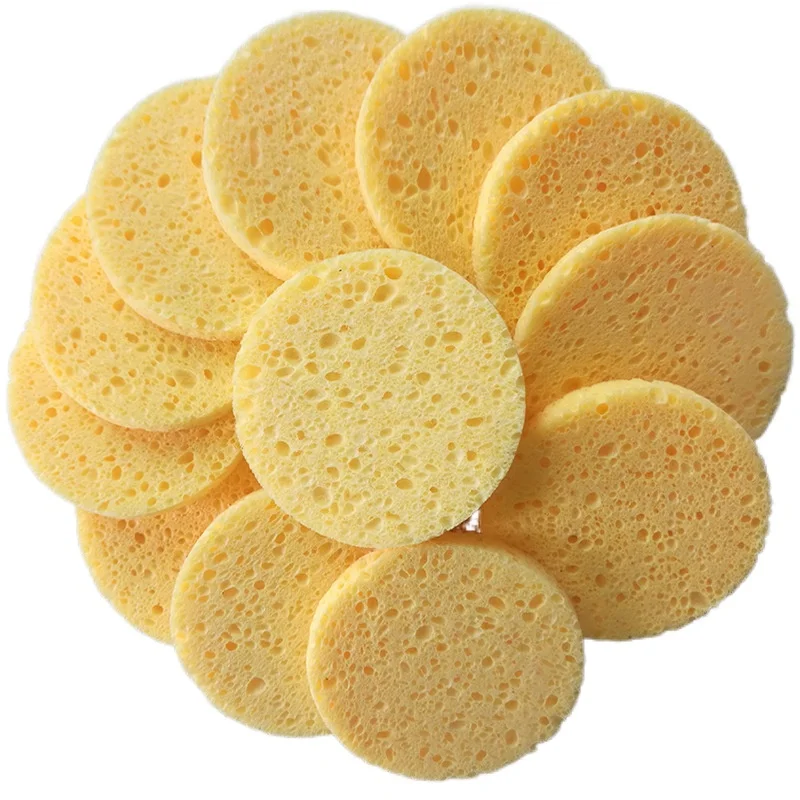 Top Trends: 5pcs Face Round Makeup Remover Tool Natural Wood Sponge Compress Cosmetic Puff Facial Washing Sponge Shoppable Styles