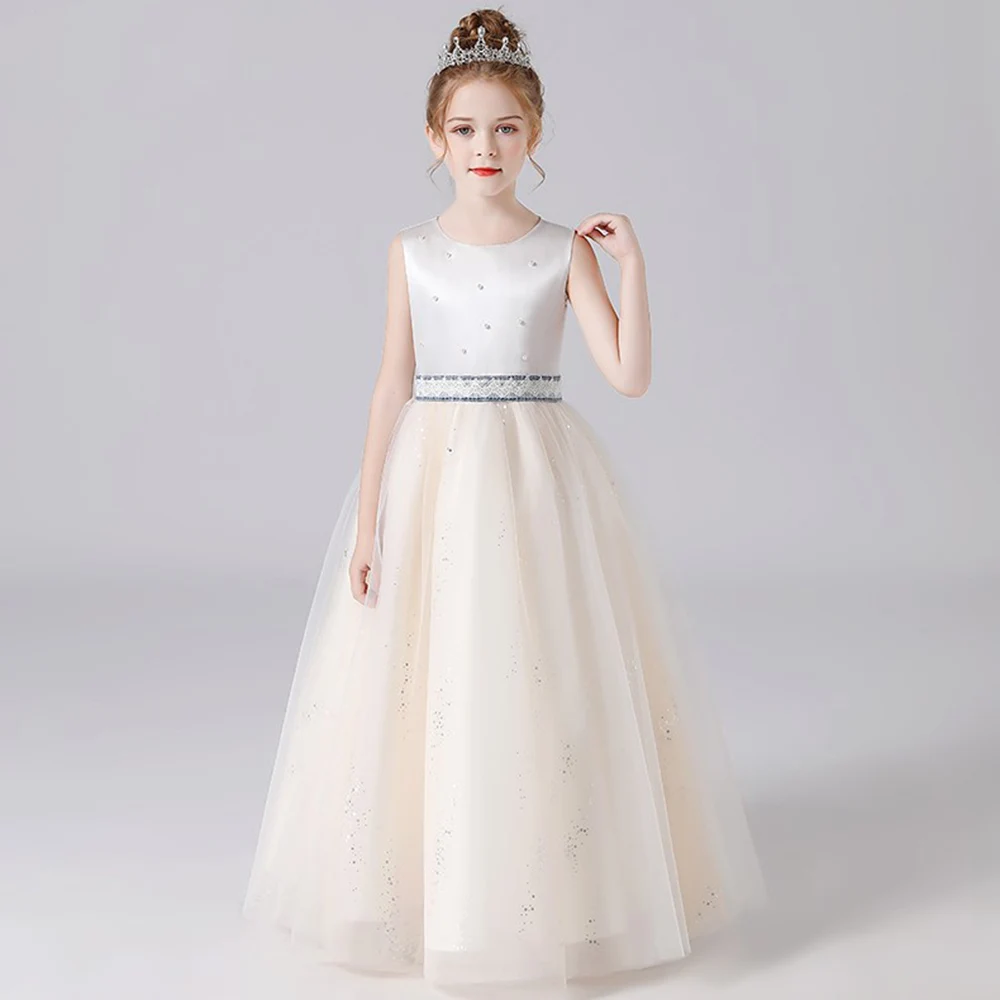 Top Trends: Dideyttawl Girls Formal Birthday Party Gowns Tulle Flower Girl Dresses Pearls Party Concert Gown Junior Winter Shoppable Styles