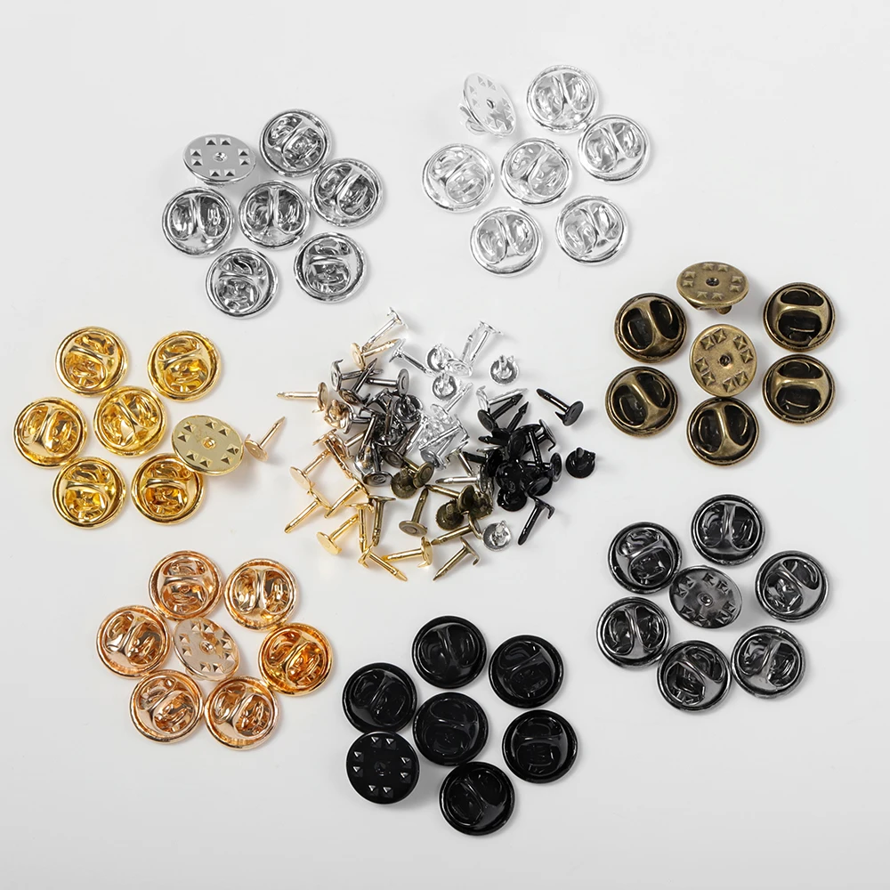 Top Trends: 50pcs / lot Metal Brooch Pins Back Clasps Nail Tie Tack Lapel Buckle Button Back Caps For Jewelry Making Findings DIY Accessories Shoppable Styles