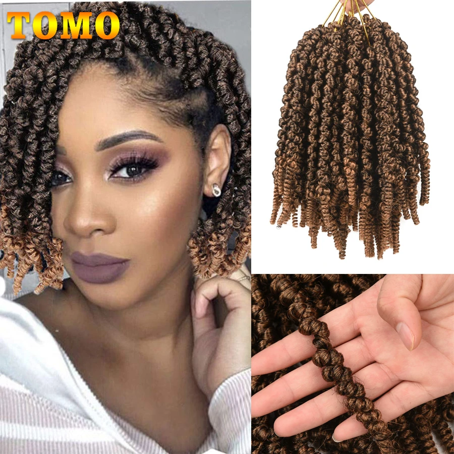 Top Trends: TOMO 8Inch Bomb Twist Hair Pre-Twisted Passion Twist Crochet Braids Short Curly Synthetic Spring Twist Braiding Hair Extensions Shoppable Styles