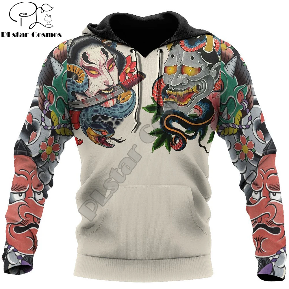 Top Trends: Japan Culture Oni Mask Tattoo 3D Printed Autumn Fashion Men Hoodie Unisex Hooded Sweatshirt Street Casual Jacket Tracksuit DW709 Shoppable Styles