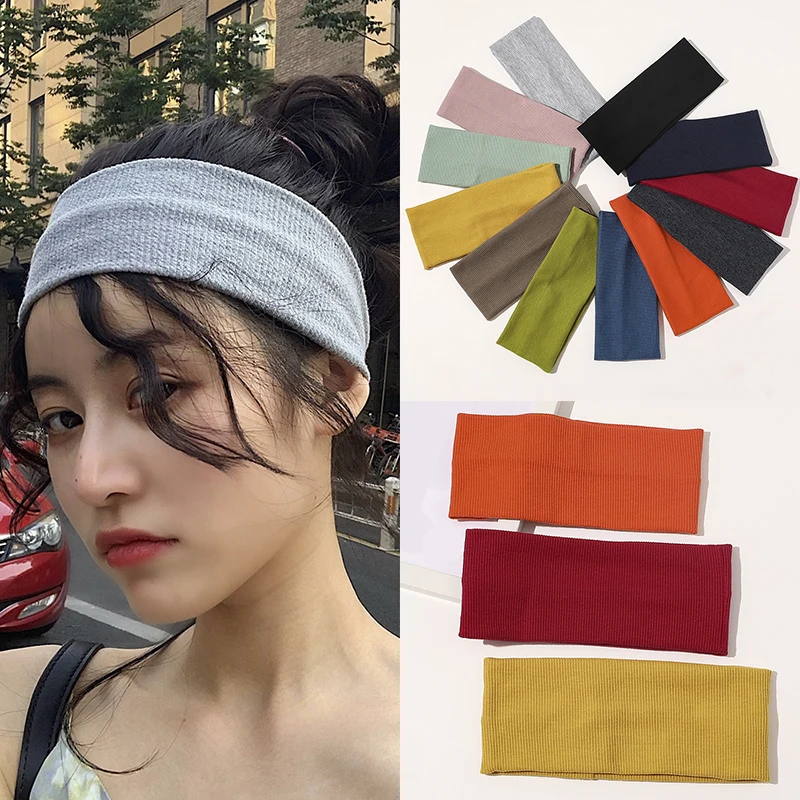 Top Trends: Fashion Absorbing Sweat Yoga Headband Candy Color Wide White Blue Red Hairband Accessories Simple Design Elastic Headbands Hot Shoppable Styles