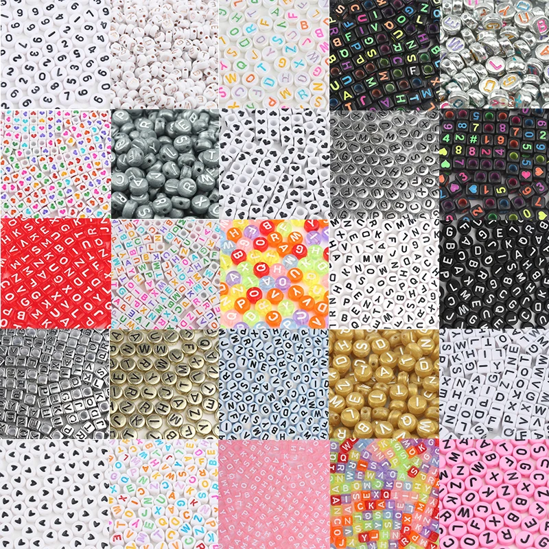 Top Trends: 100 / 200 / 300 / 500pc Mixed English Round Square Letter Beads Heart Alphabet Beads Acrylic Beads For Jewelry Making DIY Accessories Shoppable Styles