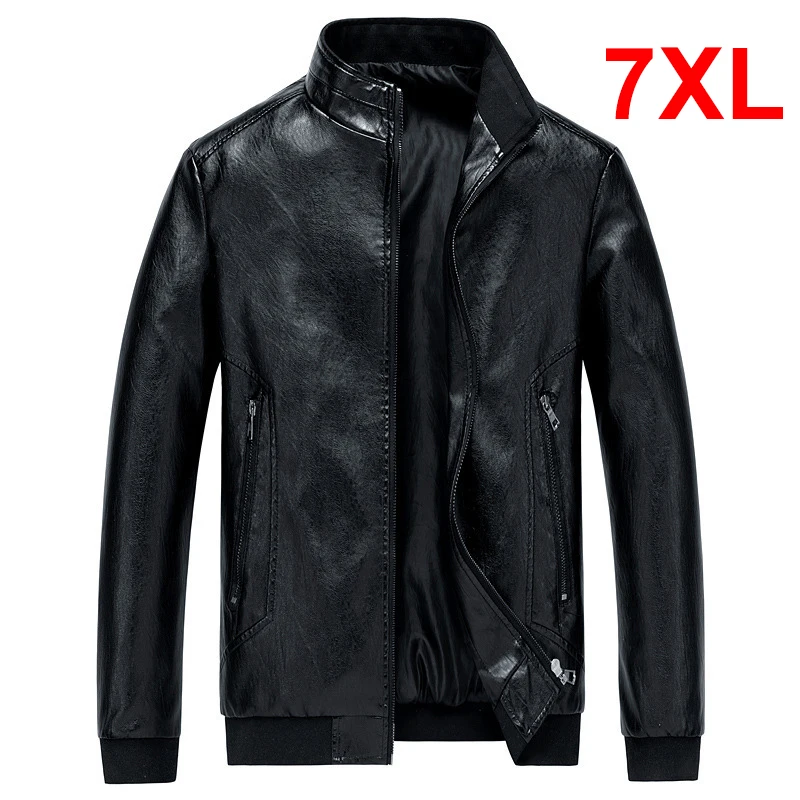 Top Trends: Plus Size 6XL 7XL Men&#039;s PU Jacket Solid Color Autumn Leather Jacket Coat Big Size 7XL Casual Fashion Luxurious PU Outerwear Male Shoppable Styles