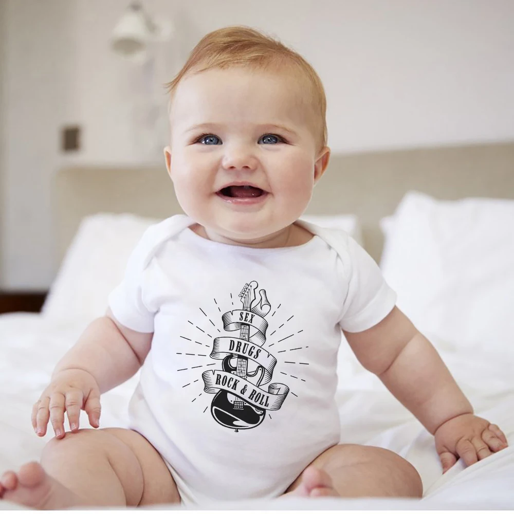 Top Trends: Edgy Fashion Infant Rock Outfits Summer 2021 New Rock And Roll Print Baby Boy Body Set Britain Pop Harajuku Newborn Clothes Shoppable Styles - Image 3