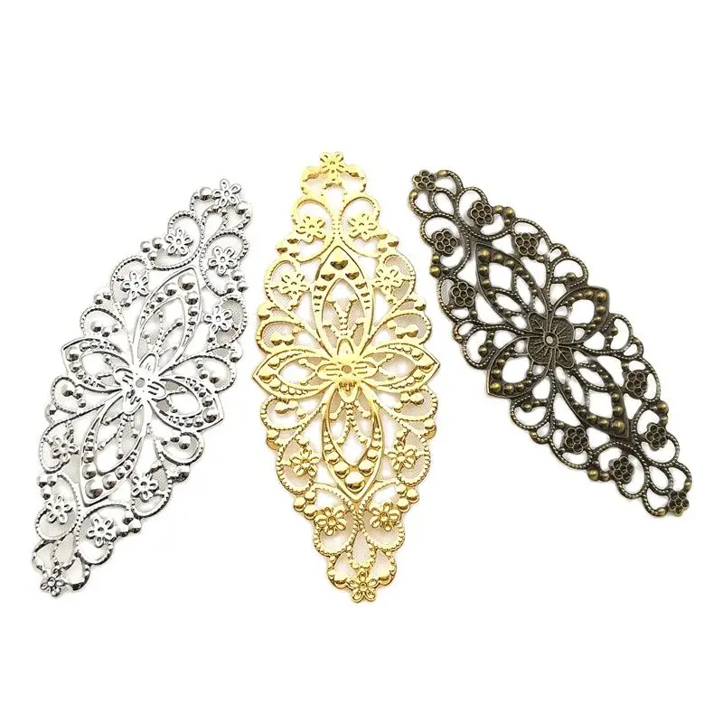 Top Trends: 10 PCS Gold Color / White K / Antique Bronze Oval Metal Filigree Flowers Slice Charms Findings DIY Accessories Jewelry Assembly Shoppable Styles