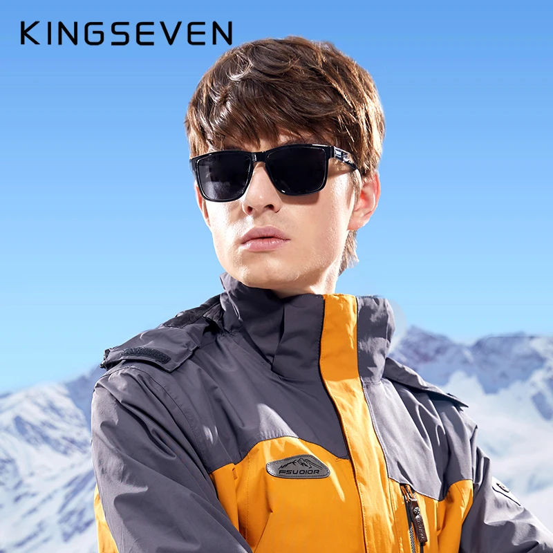 Top Trends: Genuine KINGSEVEN Brand Square Retro Gradient Polarized Sunglasses Women Men Carbon Fiber Pattern Design Outdoor Sports Eyewear Shoppable Styles - Image 3