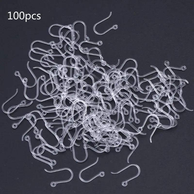 Top Trends: 100Pcs Clear Non-Allergenic Plastic Ear Wire Hooks Earring Findings DIY Jewelry Shoppable Styles