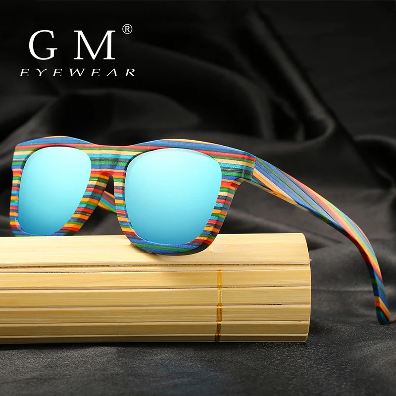 Top Trends: GM Handmade Wooden Colorful Frame Sunglasses Polarized Gafas Eyewear Eyeglasses Reflective Lens Men Women Bamboo Sunglasses Shoppable Styles