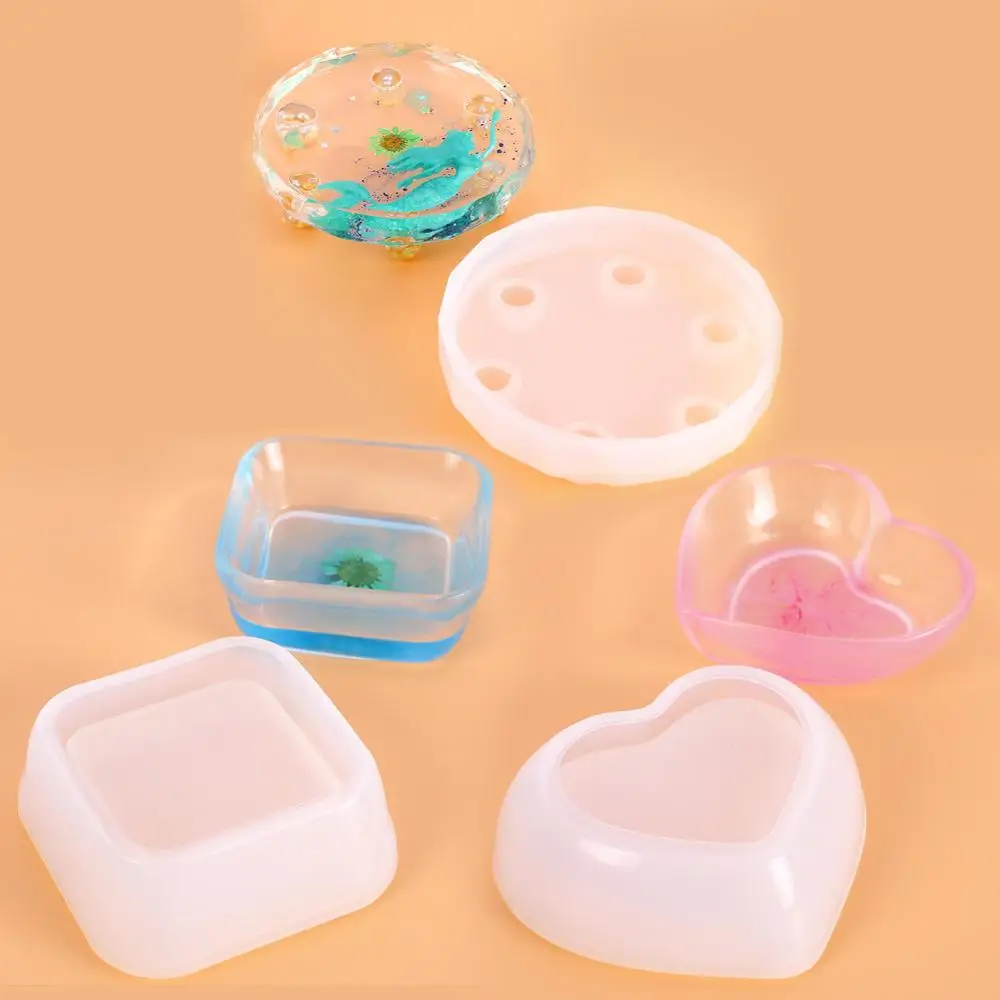 Top Trends: Crystal Silicone Mold Love-shaped Square Round Disc Container Tool Transparent UV Resin Epoxy Molds Handmade Shoppable Styles