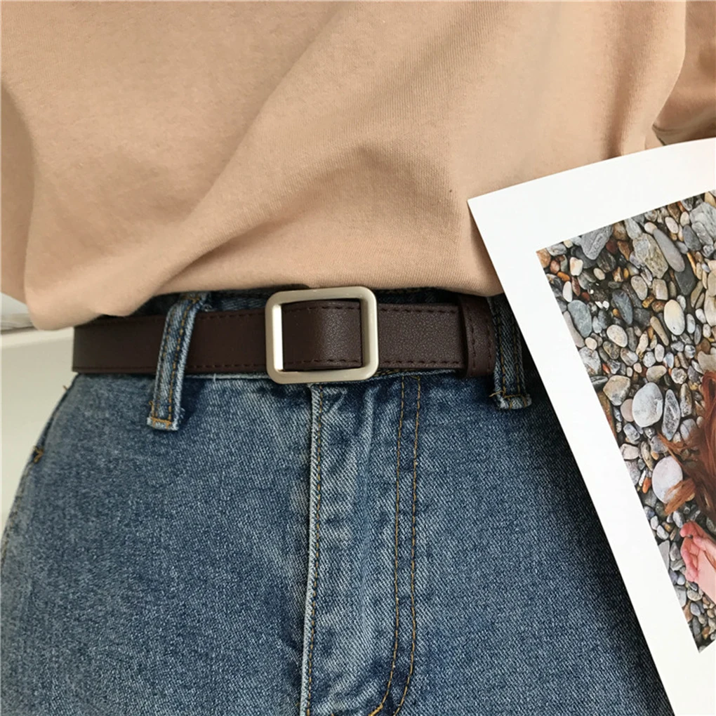 Top Trends: Square Buckle Women Belt Simple Vintage Students Waistband Adjust Fashion Casual No-hole Cummerbunds Shoppable Styles