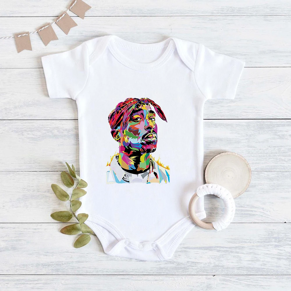 Top Trends: American Rapper Tupac 2pac Hip Hop Baby Boy Girl Clothes Fashion Trend 2022 Bodysuit For Newborn Summer Home Baby Rock Onesies Shoppable Styles