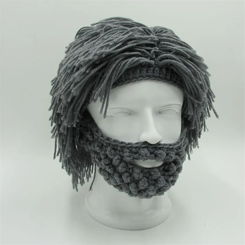 Top Trends: Wig Beard Knitted Hats Hobo Mad Scientist Hip Hop Handmade Knit Warm Winter Caps For Men Women Ski Halloween Gifts Funny Party Shoppable Styles