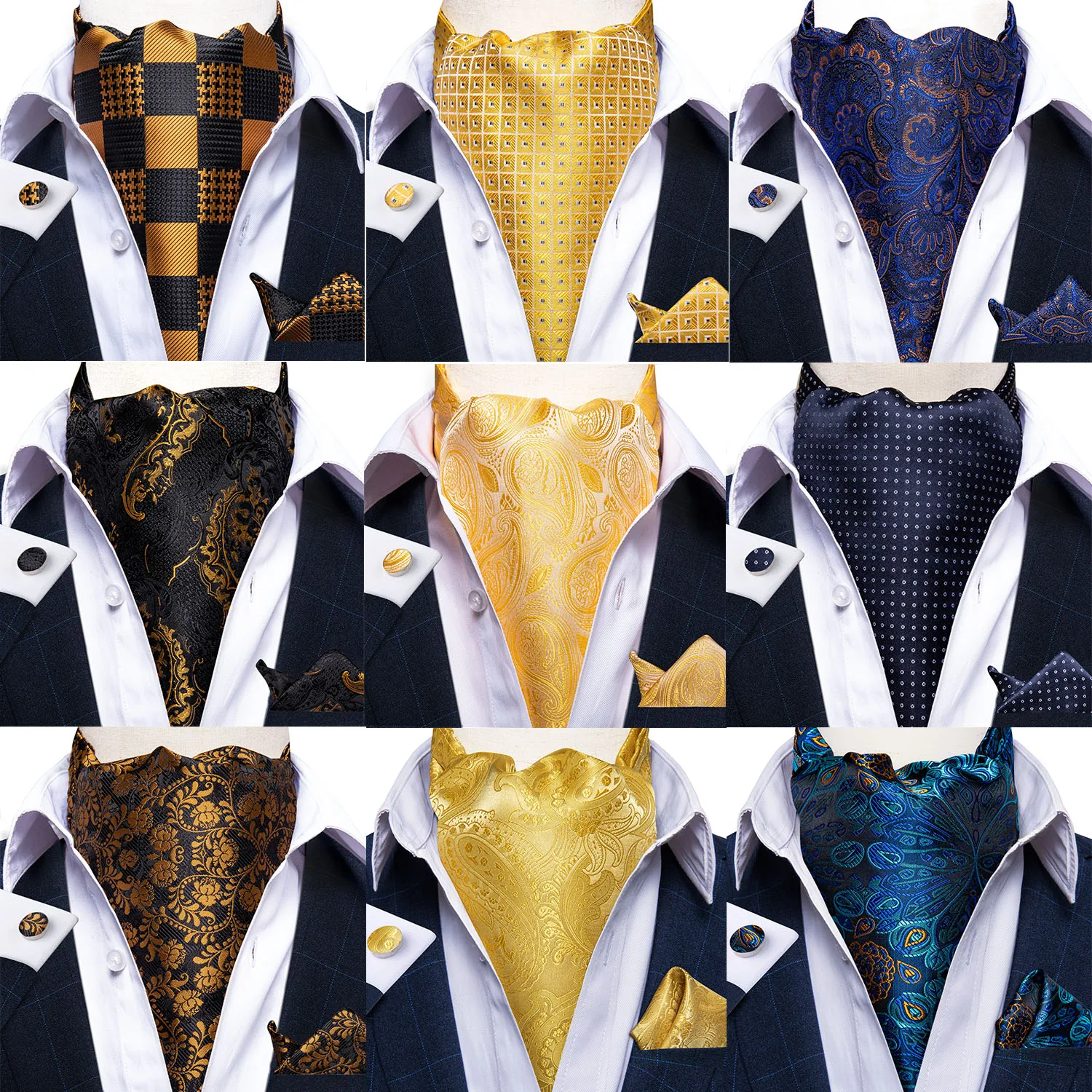 Top Trends: Luxury Men&#039;s Vintage Paisley Floral Formal Cravat Ascot Tie Self British Style Gentleman Silk Tie Set For Wedding Party DiBanGu Shoppable Styles