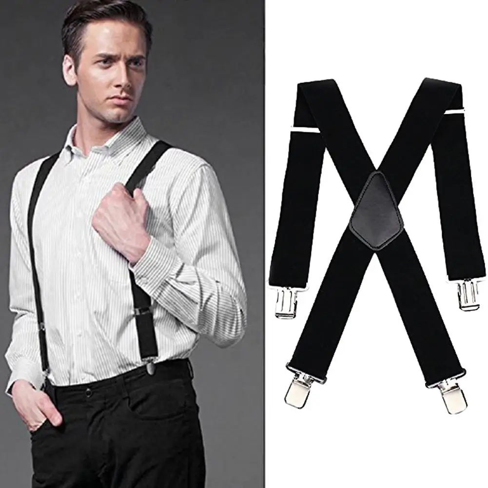 Top Trends: 50mm Wide Men X-back Suspender Elastic Adjustable Strong Clips Suspender Heavy Duty X Back Trousers Braces Men Pants Suspenders Shoppable Styles