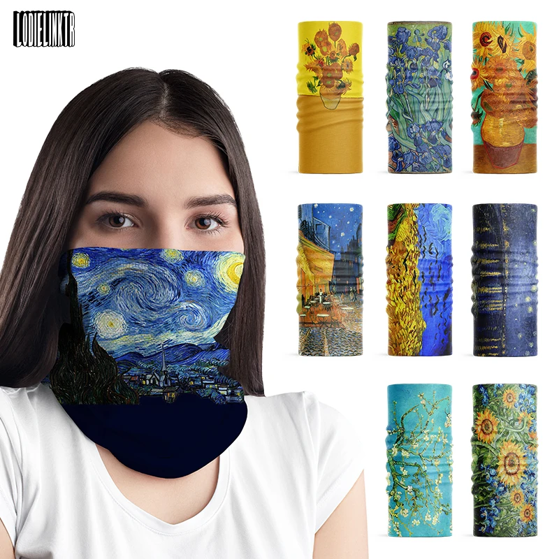 Top Trends: New Oil Painting Women Face Bandana Van Gogh Art Retro Ring Scarf Neck Gaiter Star Moon Night Sunflower Men&#039;s Tubular Headscarf Shoppable Styles