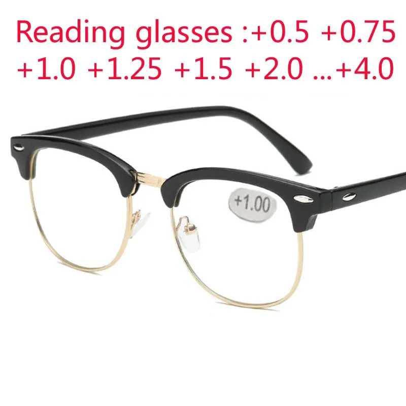 Top Trends: Metal Half Frame Reading Glasses Presbyopic Male Female Far Sight Glasses With Strength + 0.5 + 0.75 + 1.0 + 1.25 To + 4.0 Shoppable Styles