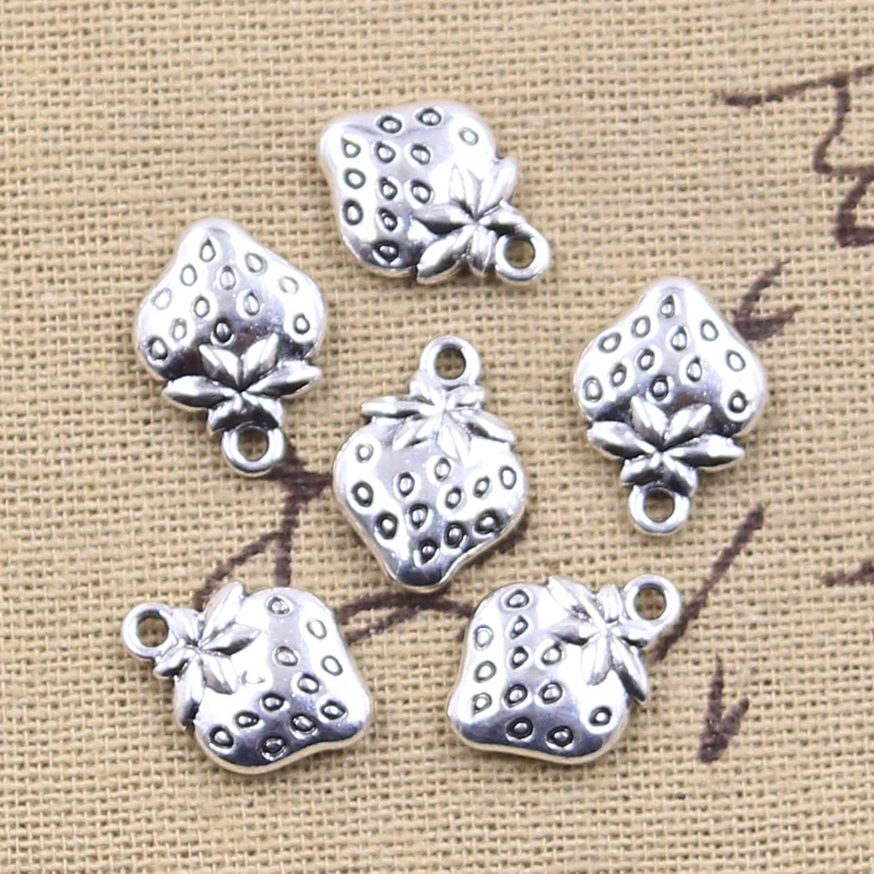 Top Trends: 20pcs Charms Fruit Strawberry 15x11mm Antique Silver Color Pendants DIY Crafts Making Findings Handmade Tibetan Jewelry Shoppable Styles