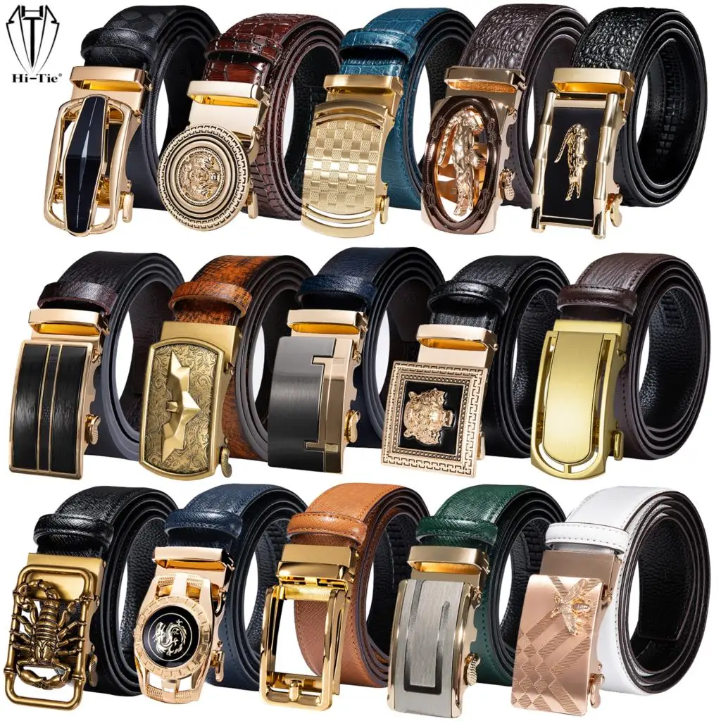 Top Trends: High Quality Mens Belts Black Brown Blue White Green Leather Straps Casual Gold Automatic Buckles Waistband Belt For Men Wedding Shoppable Styles