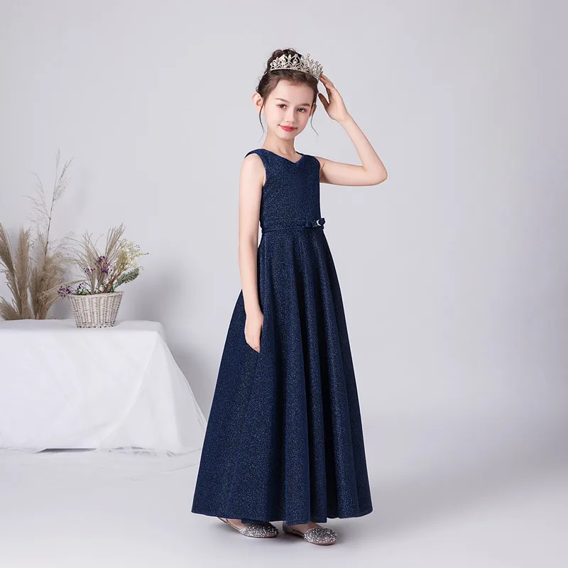 Top Trends: Dideyttawl Flower Girl Dresses Junior Bridesmaid For Wedding Sparkly Girls Formal Navy Gown Party Long Dress First Communion Shoppable Styles