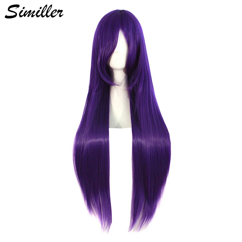 Top Trends: Similler Synthetic 80 Cm Long Straight Cosplay Wig Black Purple Red Pink Blue Green White Gray Brown Hair Wigs Shoppable Styles