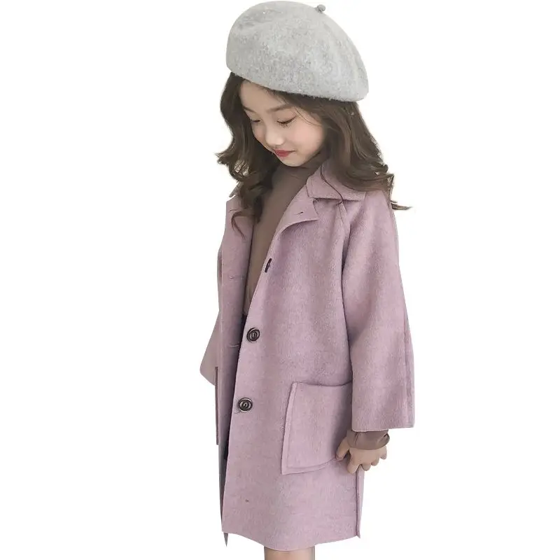 Top Trends: Spring Autumn Wool & Blends Jacket For Girl New Korean Version Double-Sided Synthesis Coat Mid-Length Casual Children's Clothing Shoppable Styles