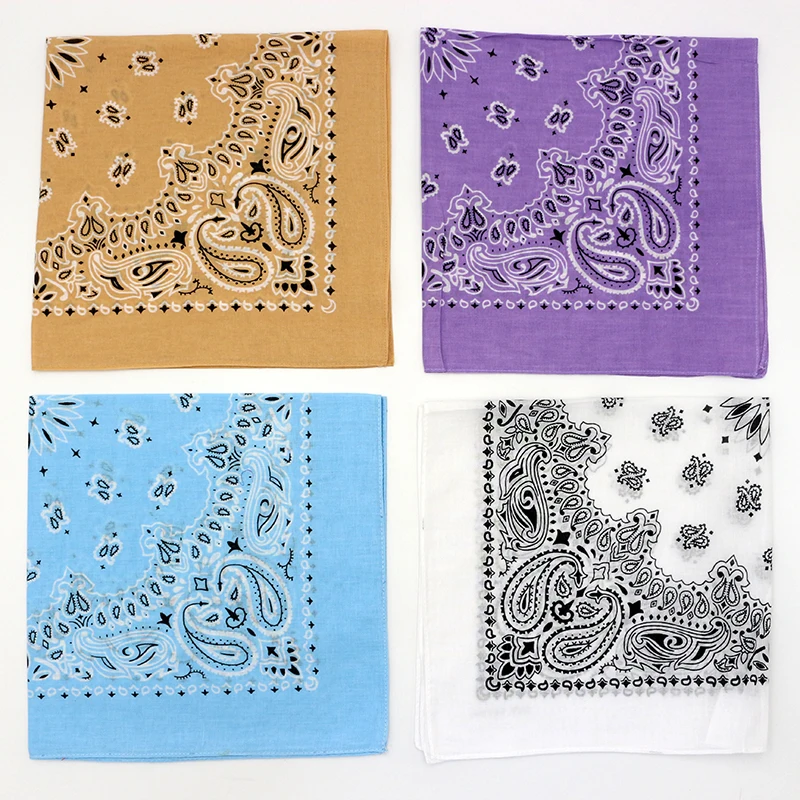 Top Trends: 55CM Square Scarf Women Spring Soft Color White Blue Purpel Khaki Paisley Cotton Headband Hip-hop Men Bandana Shoppable Styles