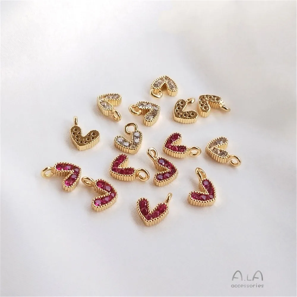 Top Trends: 14K Gold Plated Inlaid Zircon Color Zirconium Heart Shaped Pendant Diy Bracelet Head Accessories Shoppable Styles - Image 2